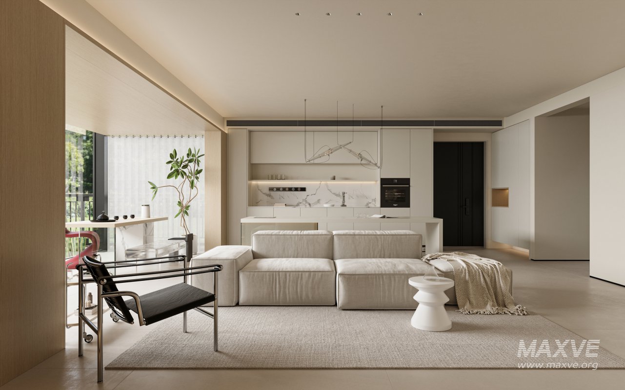 Modern living room and dining room interior scene - Image 3