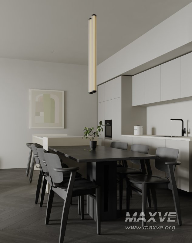 Modern living room and dining room interior scene - Image 1