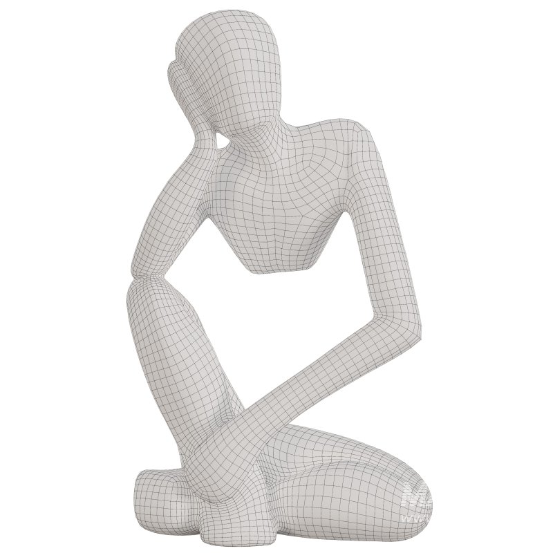 Wooden Thinking Statue - Image 1