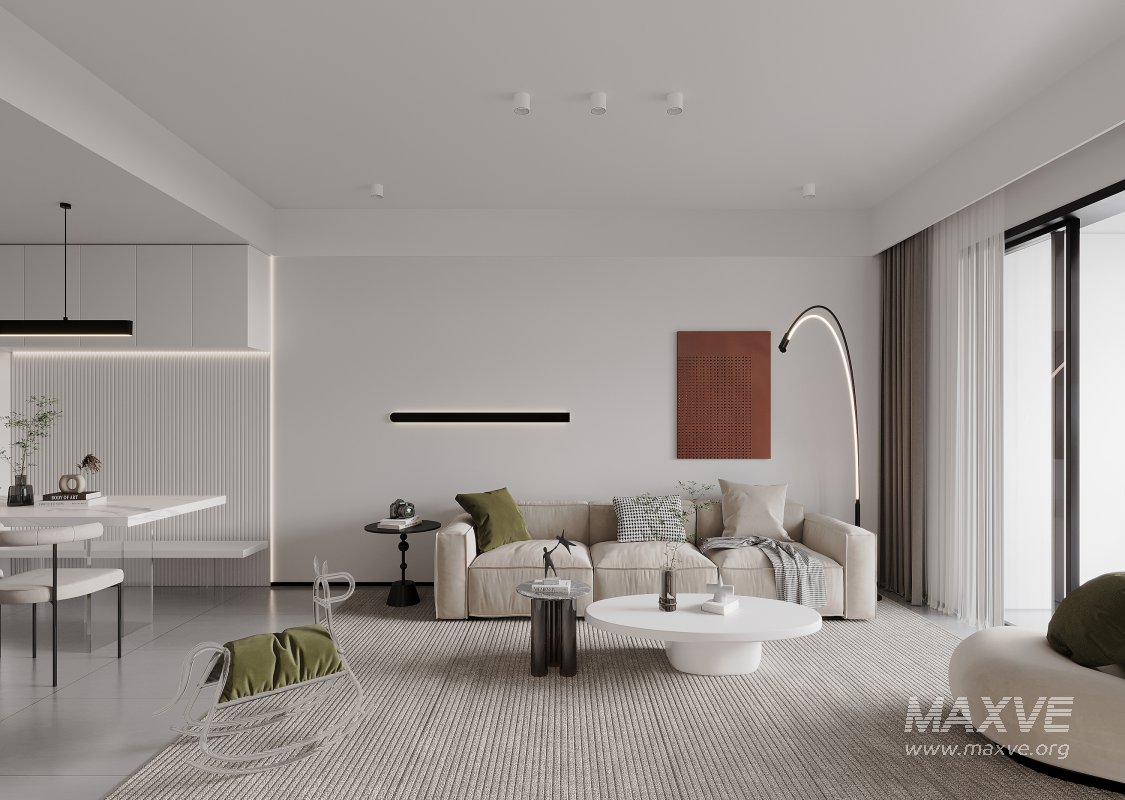 Modern living room and dining room interior scene - Image 4