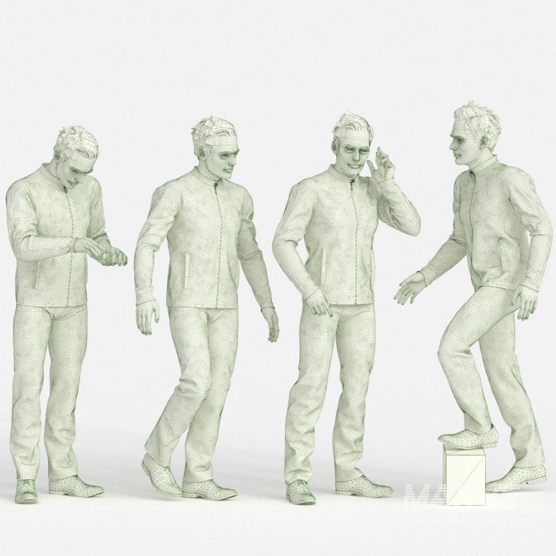 Casual Man With Leather Coat and Jeans 04 Poses - Image 1