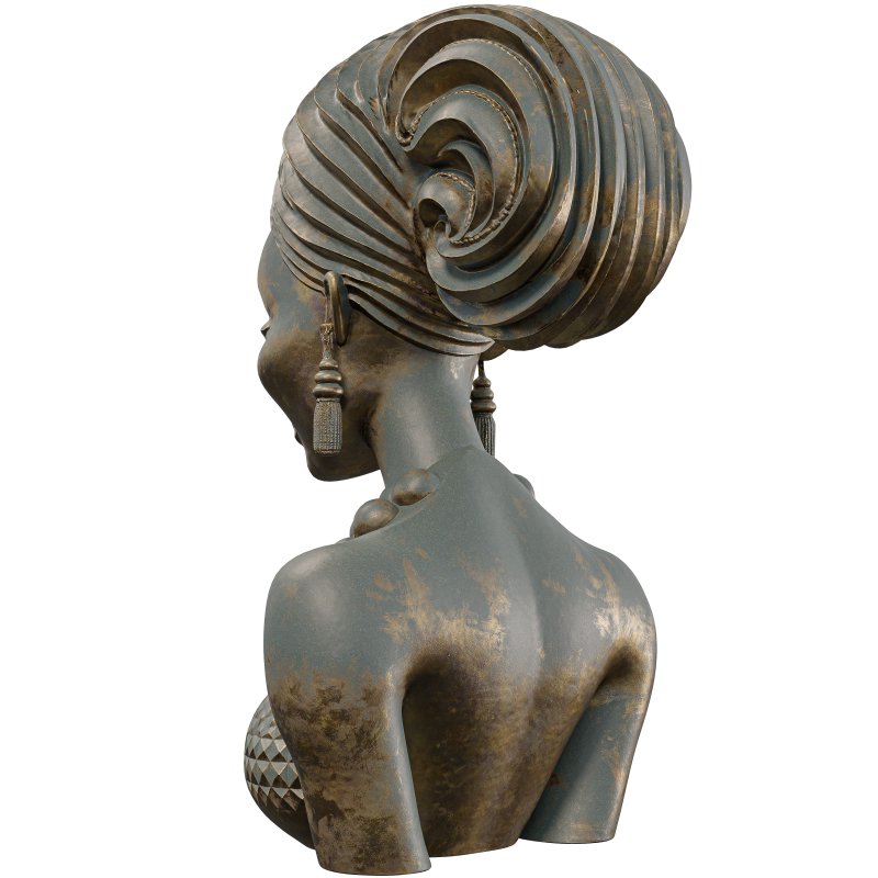 Polished Wood Bust 3D Model Stylized Female Figure - Image 4