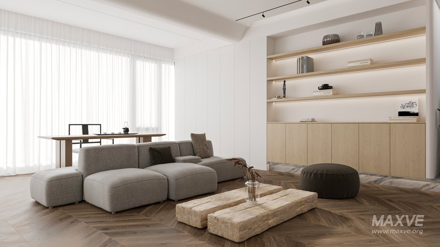 Modern living room and dining room interior scene - Image 1