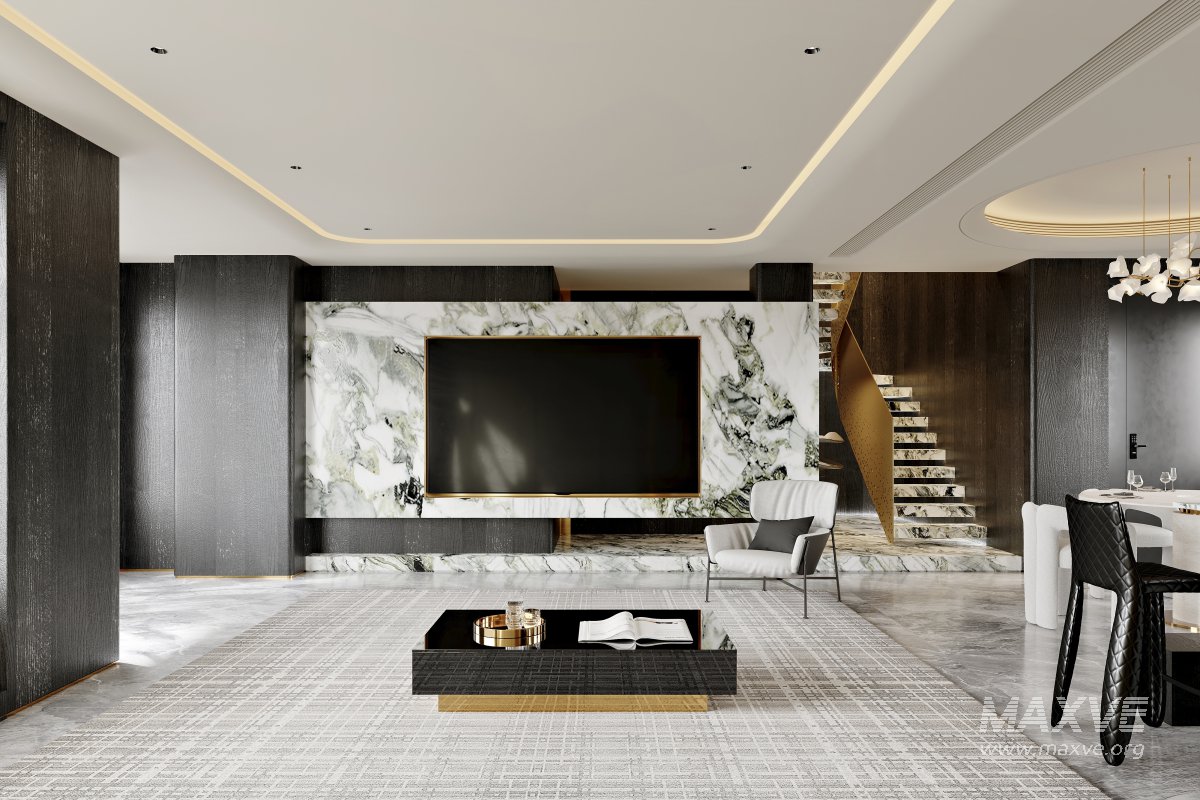 Modern living room and dining room interior scene - Image 7