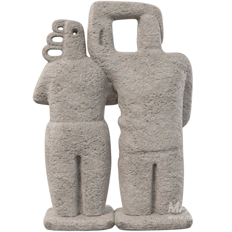 Abstract Primitive Couple Sculpture - Image 3