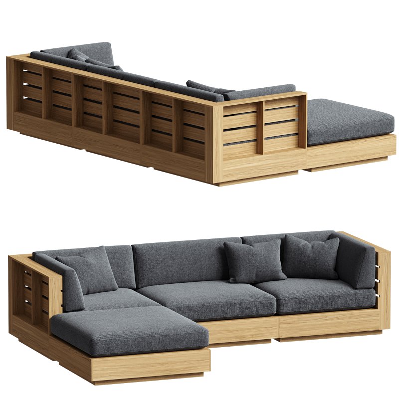 Bal Harbour Outdoor Teak Six and Corner Piece Sectional - Image 5