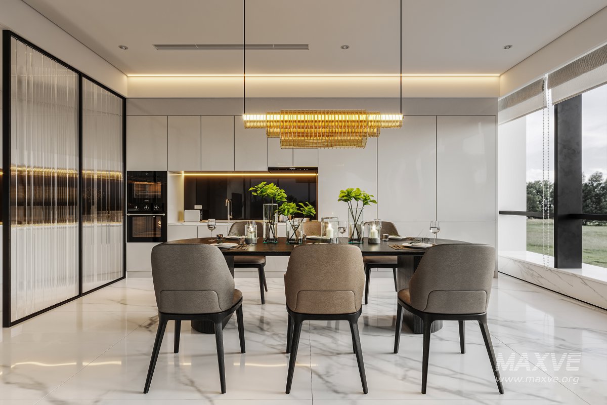 Modern living room and dining room interior scene - Image 5