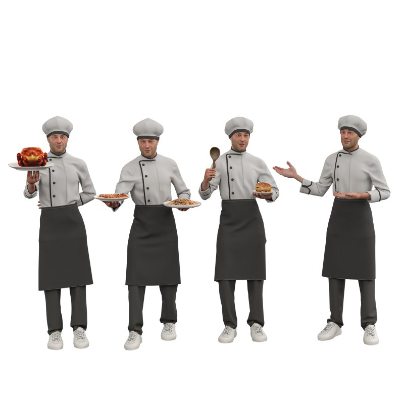male chef in 4 poses - Image 2