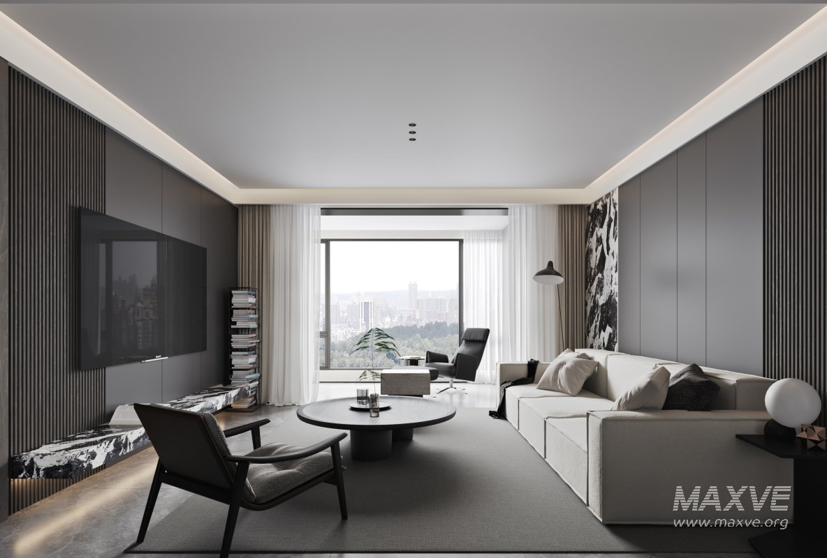 Modern living room and dining room interior scene - Image 6