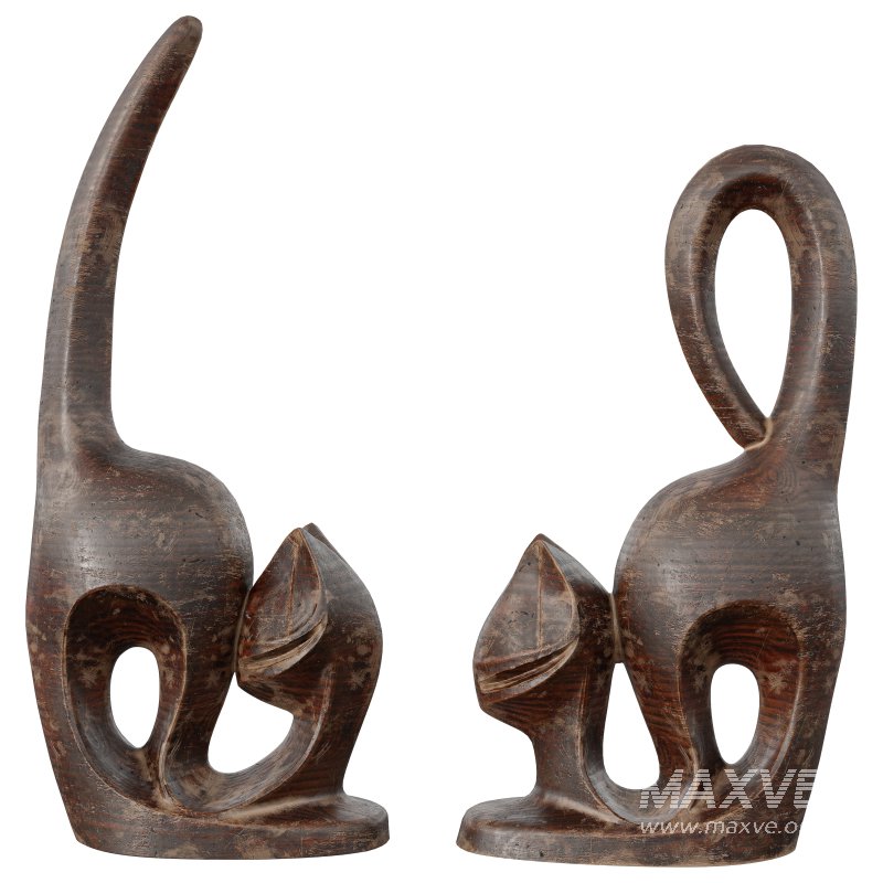 Wooden cats Statue - Image 3