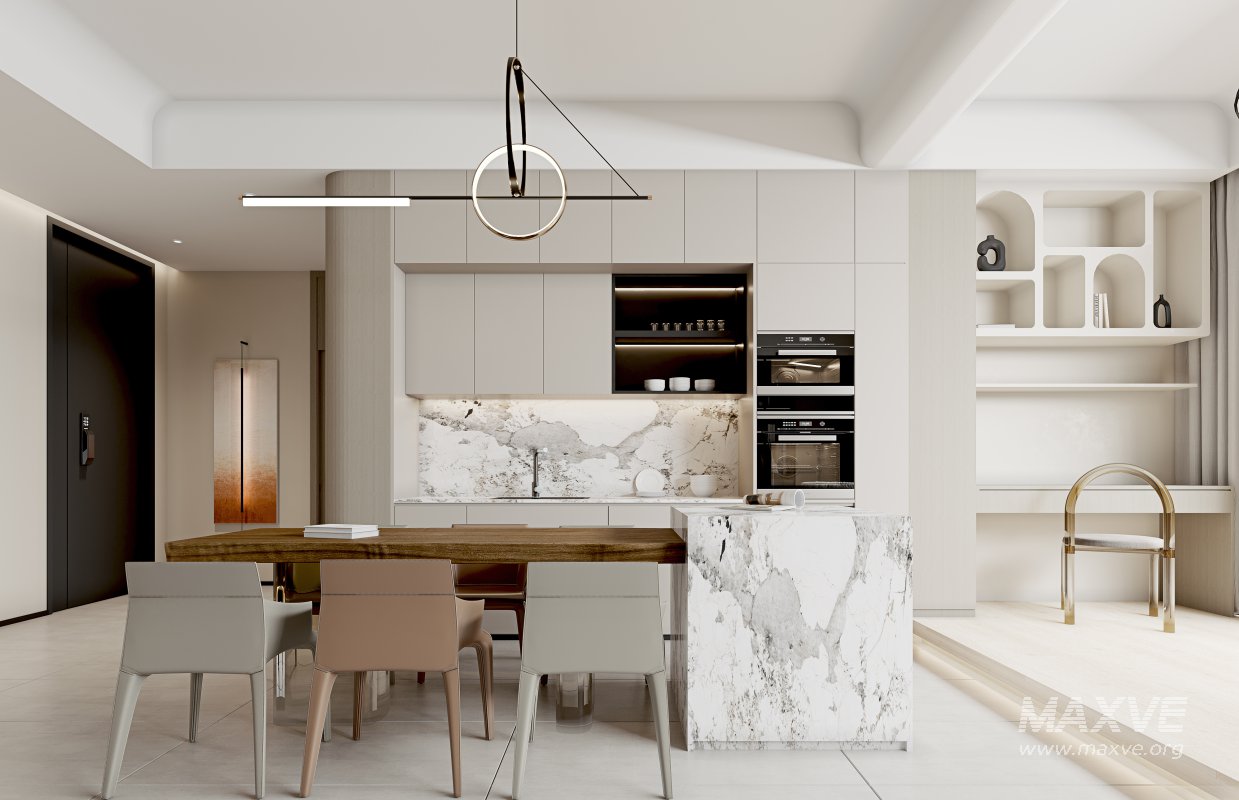 Modern living room and dining room interior scene - Image 2