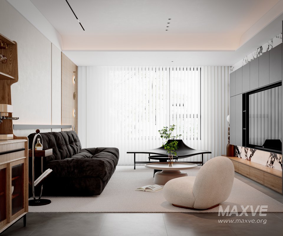 Modern living room and dining room interior scene - Image 8