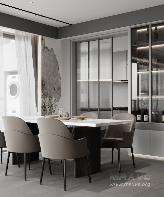 Modern living room and dining room interior scene - Image 6