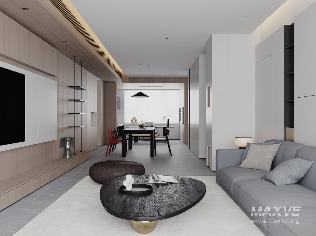 Modern living room and dining room interior scene - Image 1