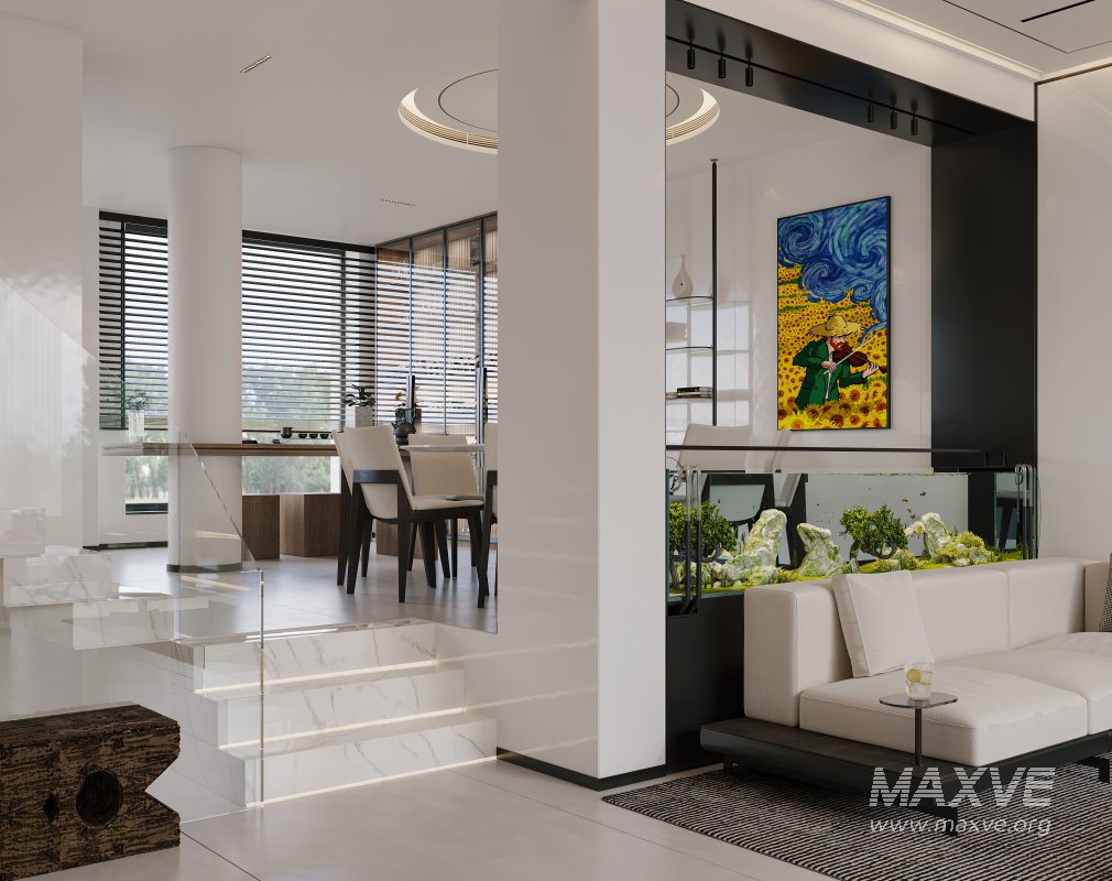 Modern living room and dining room interior scene - Image 6