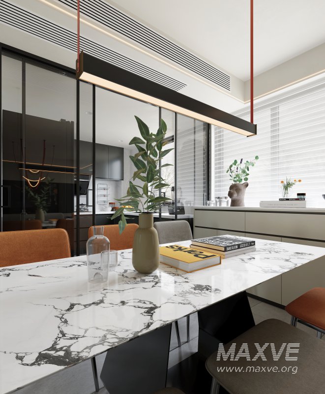 Modern living room and dining room interior scene - Image 7