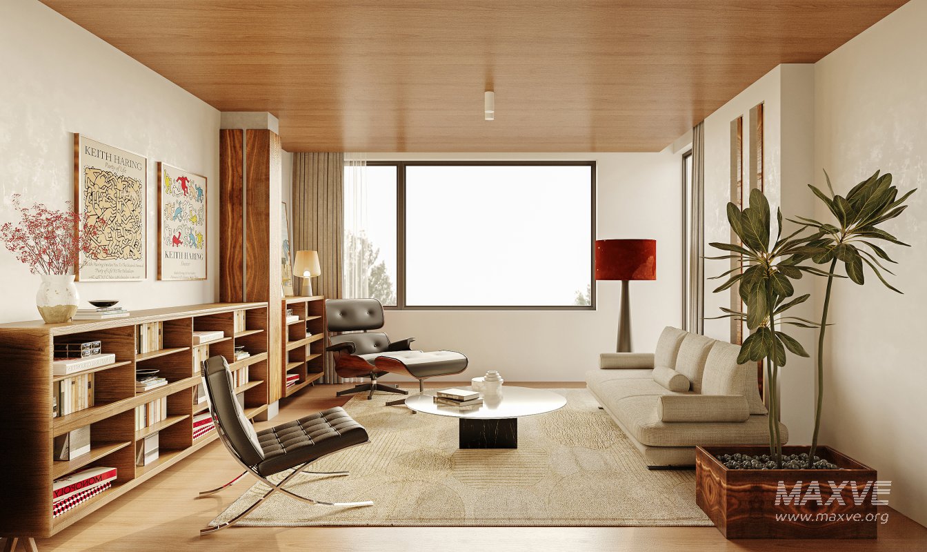 Modern living room and dining room interior scene - Image 2