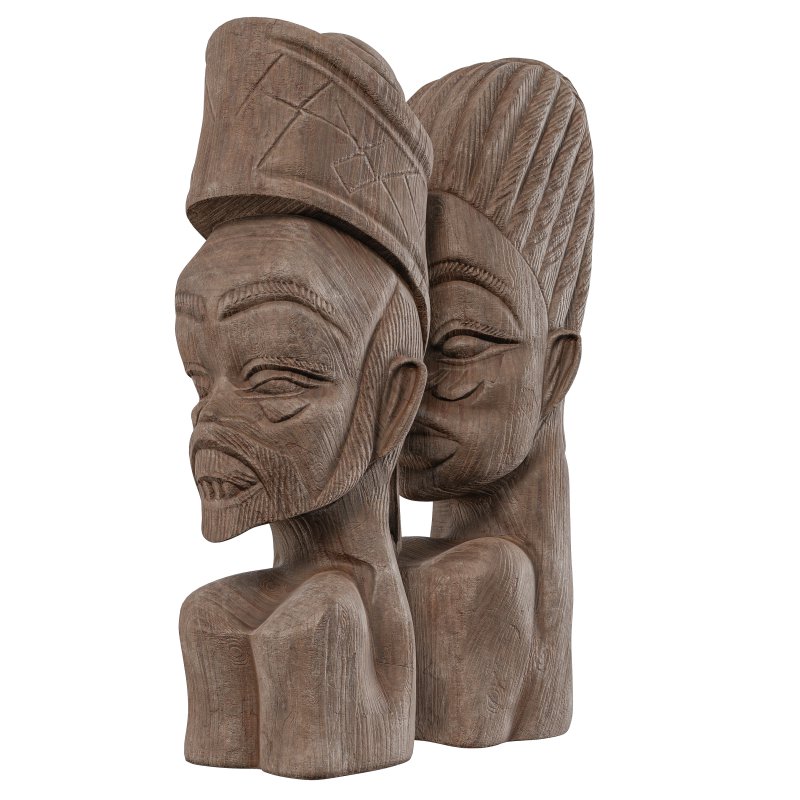 Wooden African Couple Statue 02 - Image 2