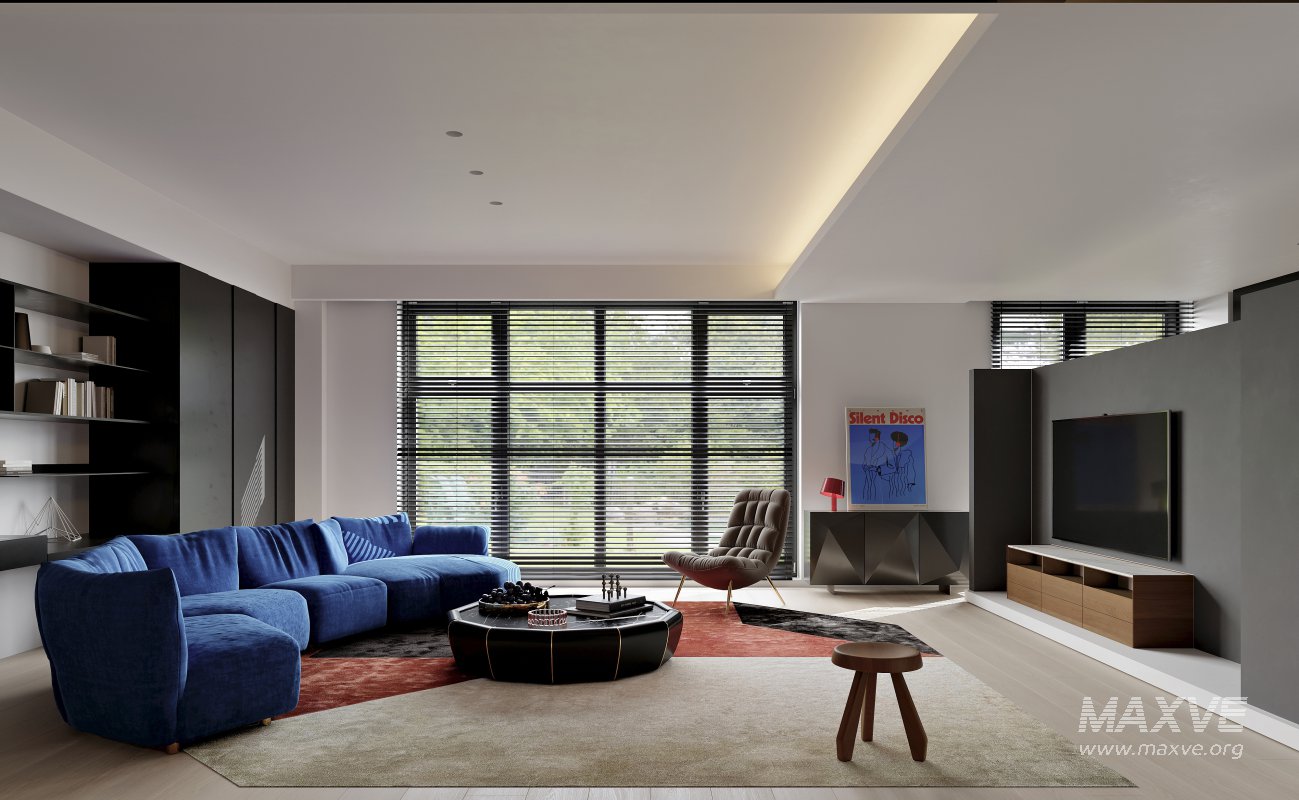 Modern living room and dining room interior scene - Image 2