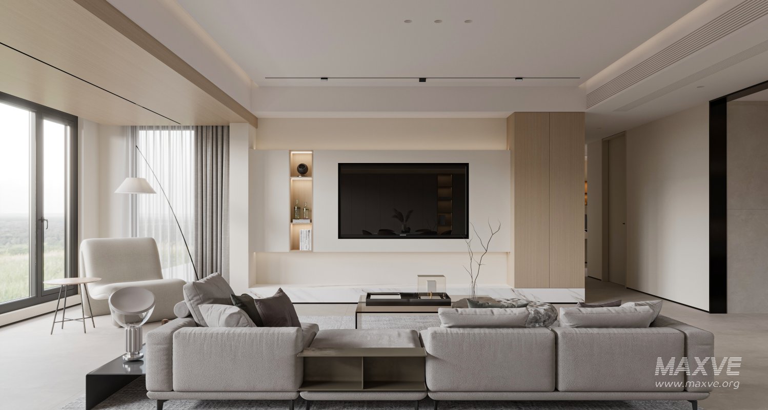 Modern living room and dining room interior scene - Image 9