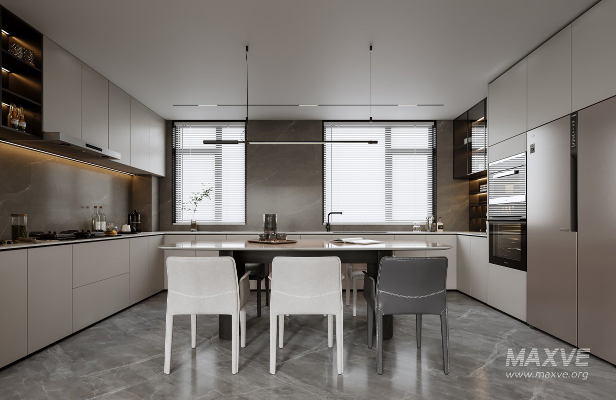 Modern living room and dining room interior scene - Image 2