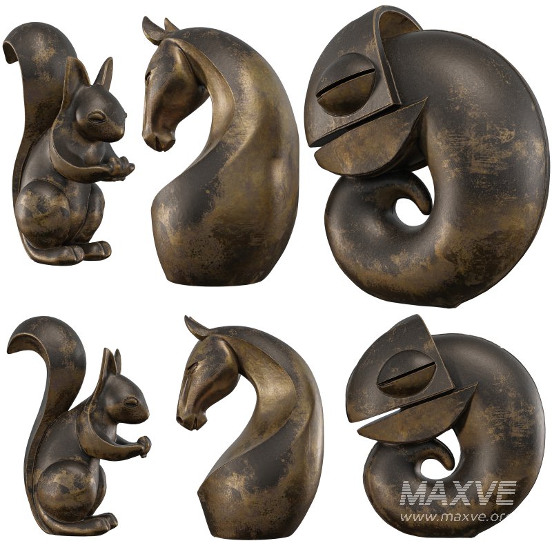 Animals_Squirrel_Horse_Chameleon_Statue - Image 7