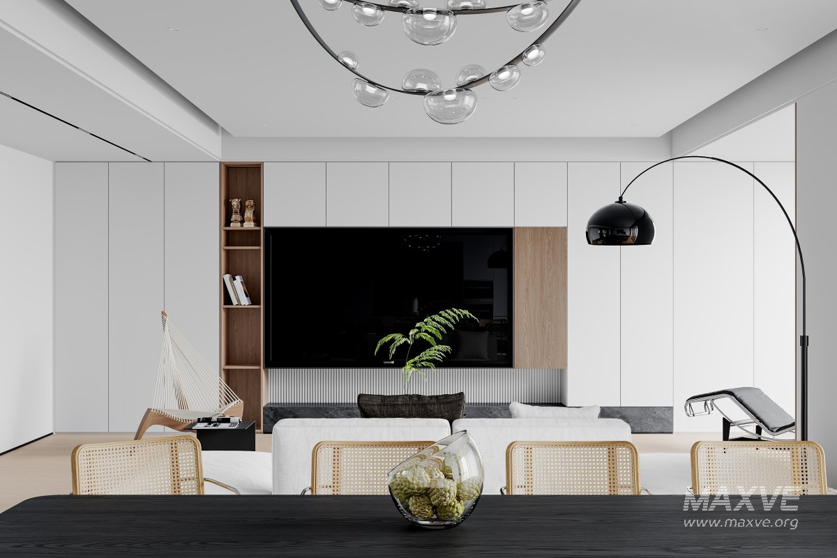 Modern living room and dining room interior scene - Image 2