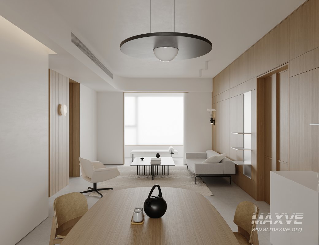 Modern living room and dining room interior scene - Image 2