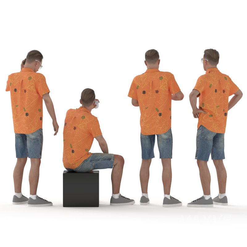 Man with Hawaiian shirt 04 poses - Image 5