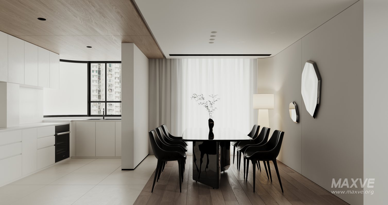 Modern living room and dining room interior scene - Image 1