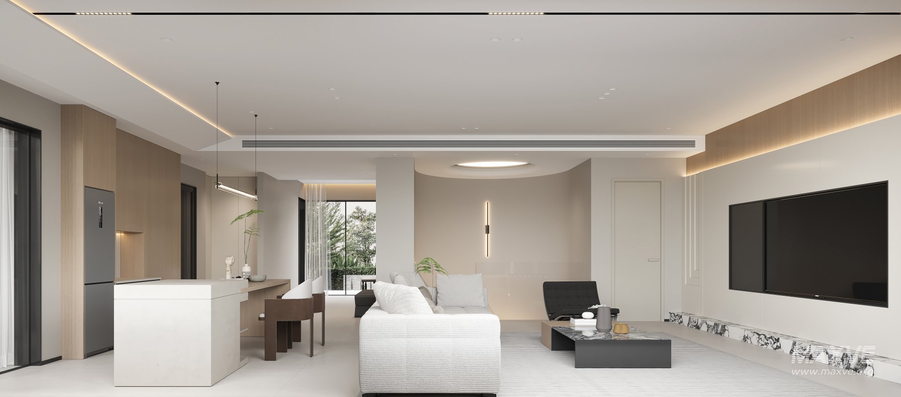 Modern living room and dining room interior scene - Image 3