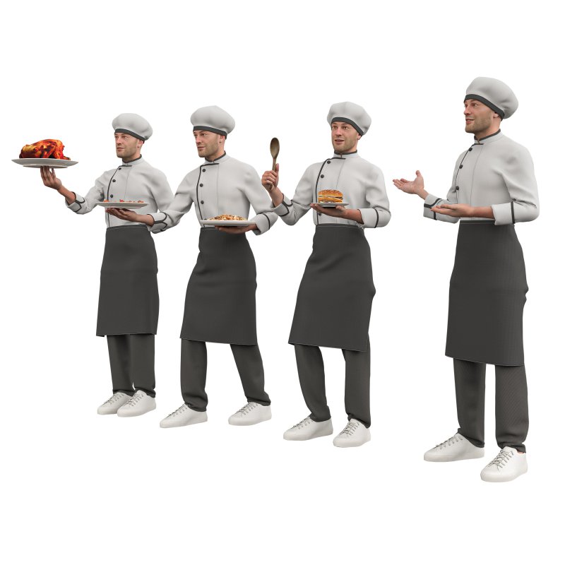 male chef in 4 poses - Image 1