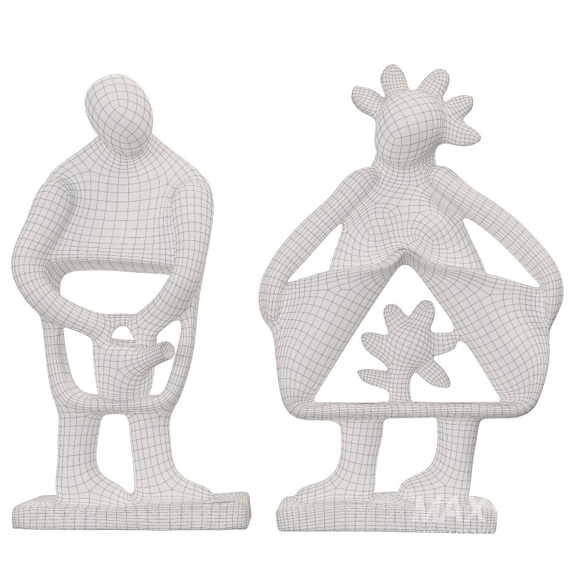 Stone Whimsical Couple Sculpture Set - Image 2