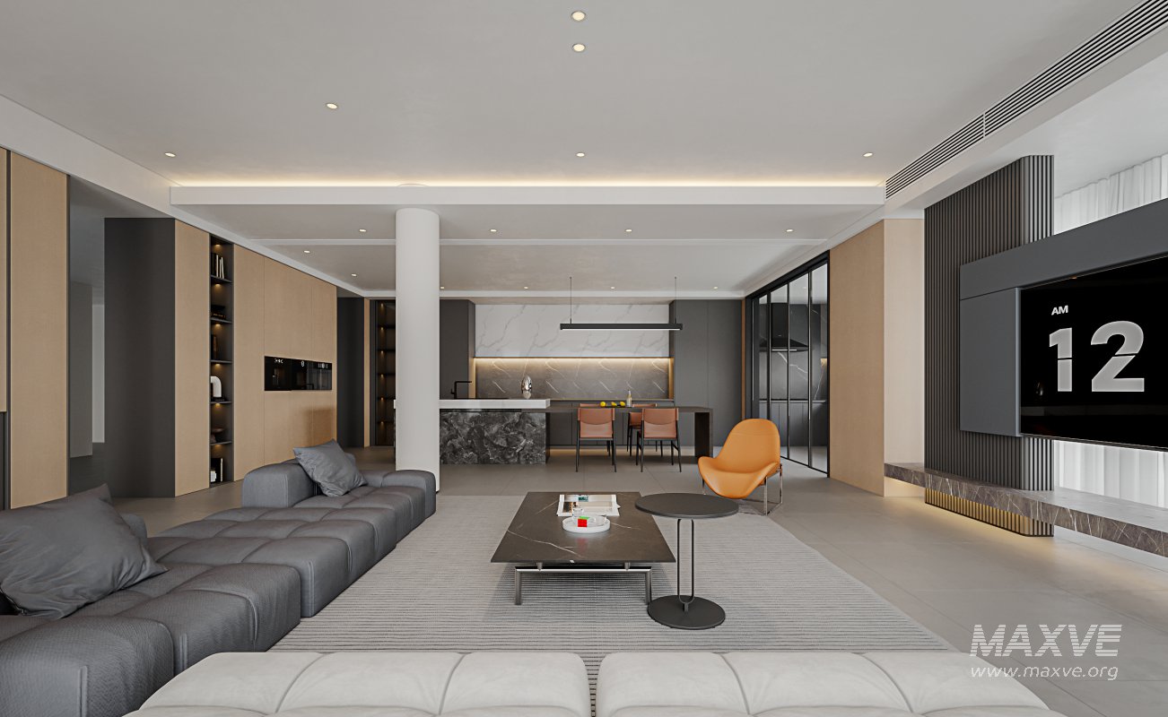 Modern living room and dining room interior scene - Image 4