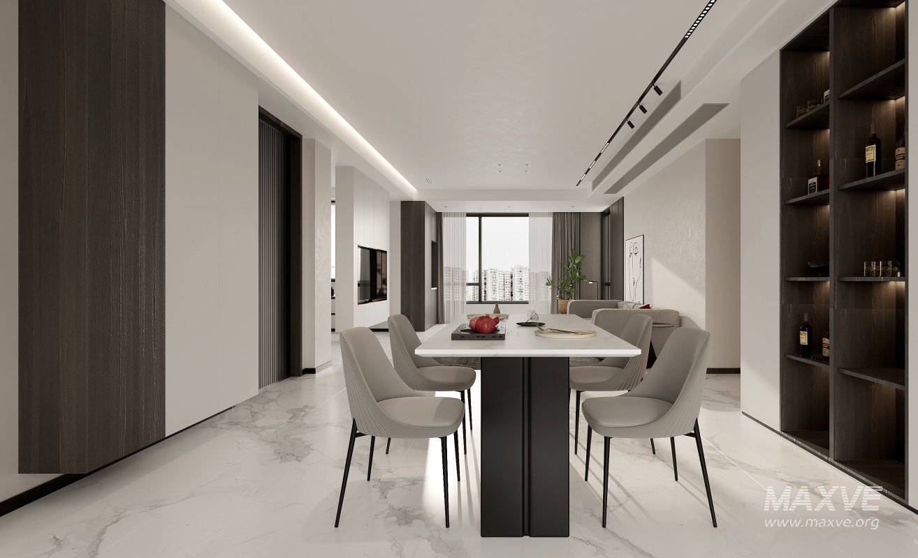 Modern living room and dining room interior scene - Image 1