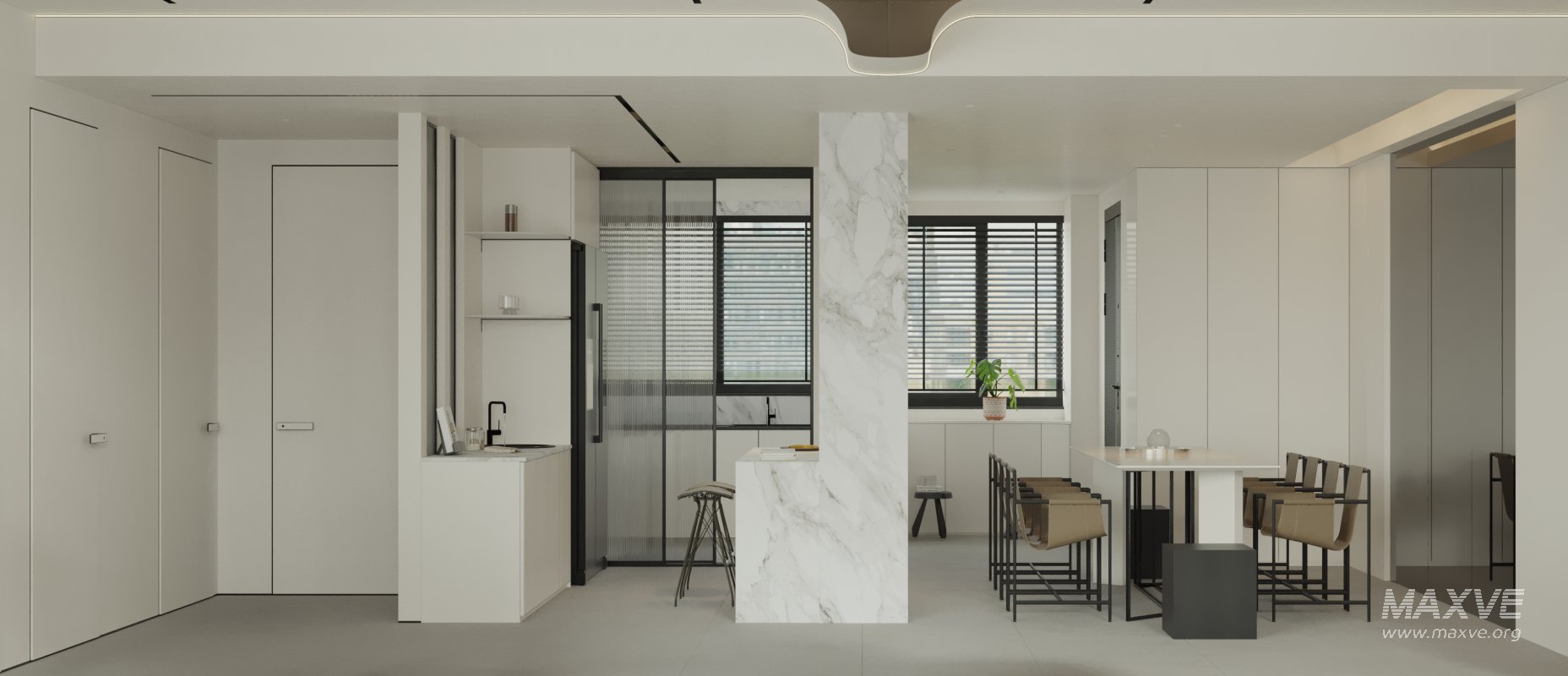 Modern living room and dining room bedroom interior scene - Image 6