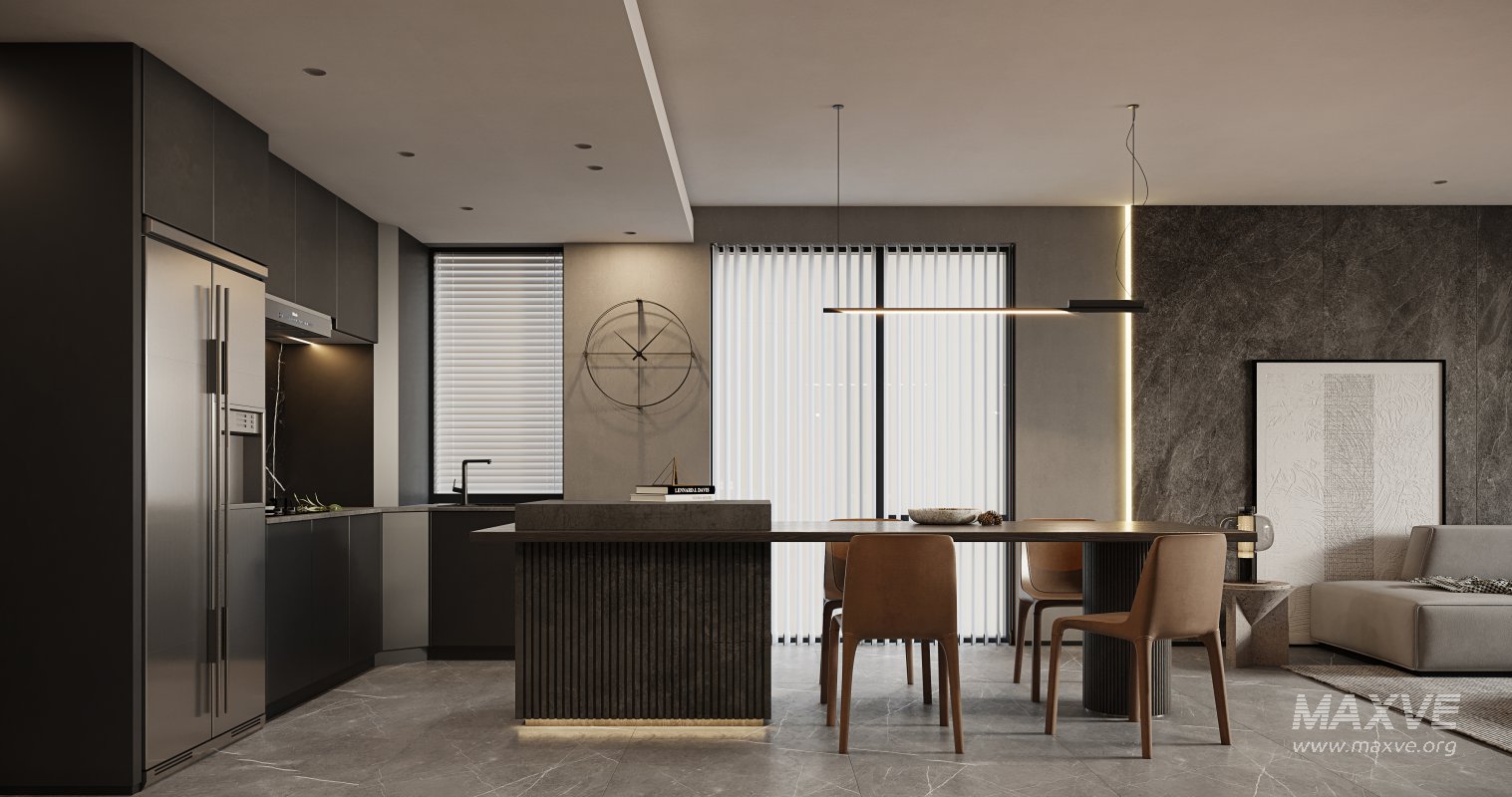 Modern living room and dining room bedroom interior scene - Image 4