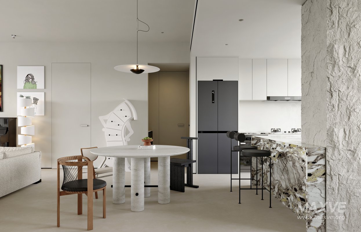 Modern living room and dining room interior scene - Image 4