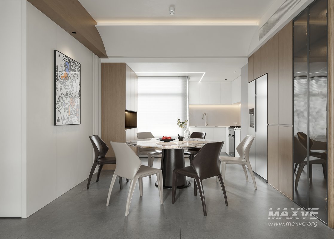 Modern living room and dining room interior scene - Image 1