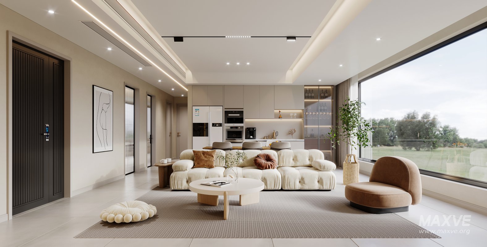 Modern living room and dining room interior scene - Image 5