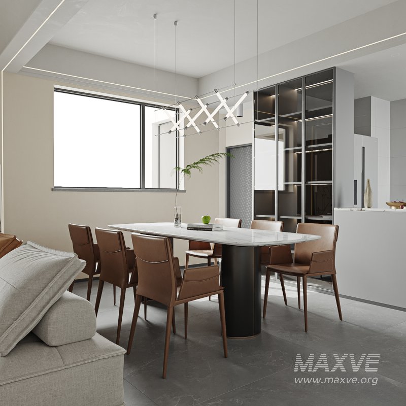 Modern living room and dining room interior scene - Image 5