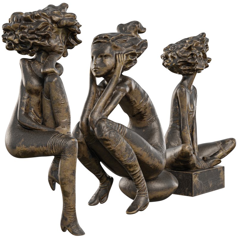 Antique Stylized Girl Collection Statue - Image 5