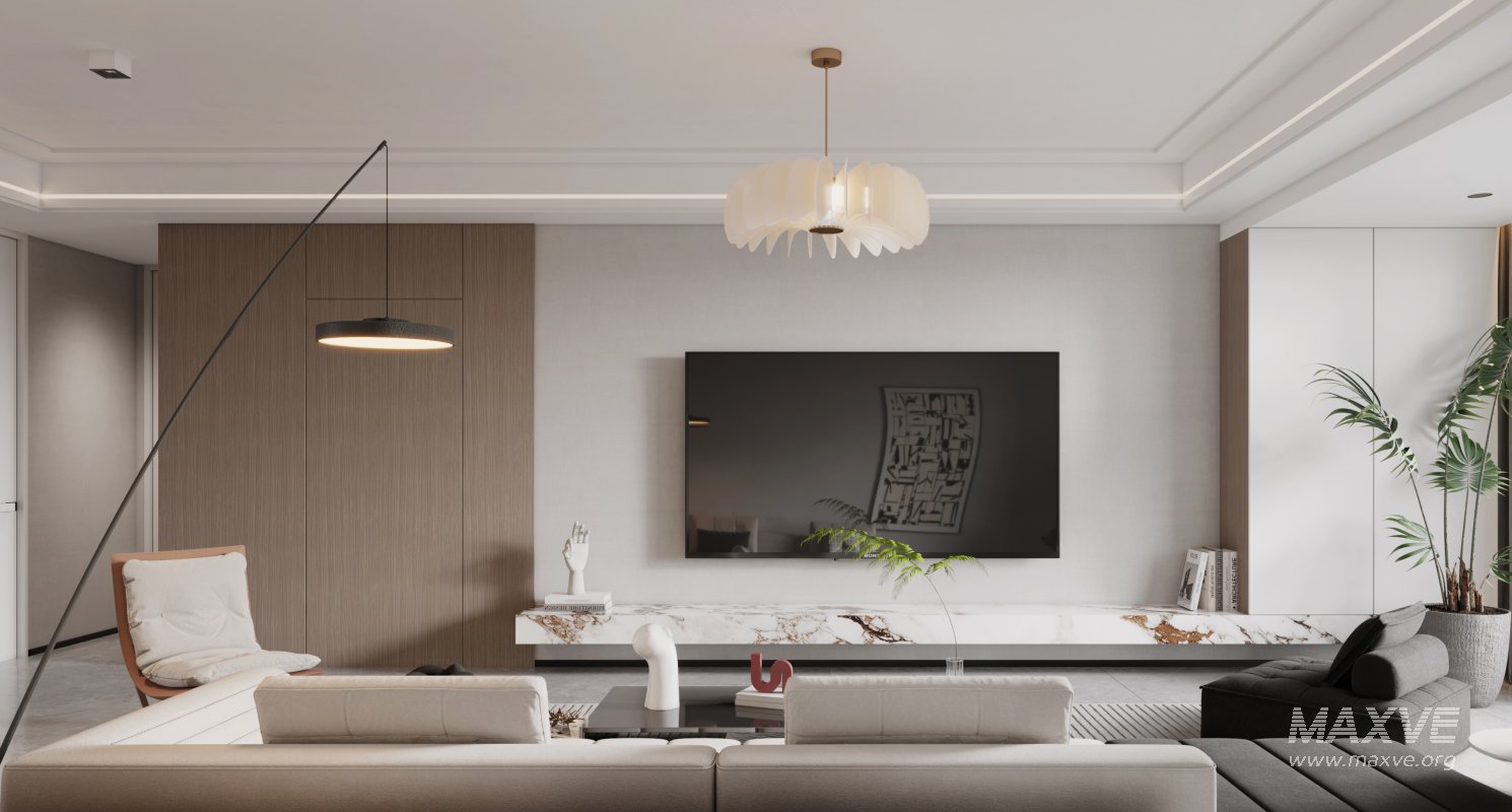 Modern living room and dining room interior scene - Image 2
