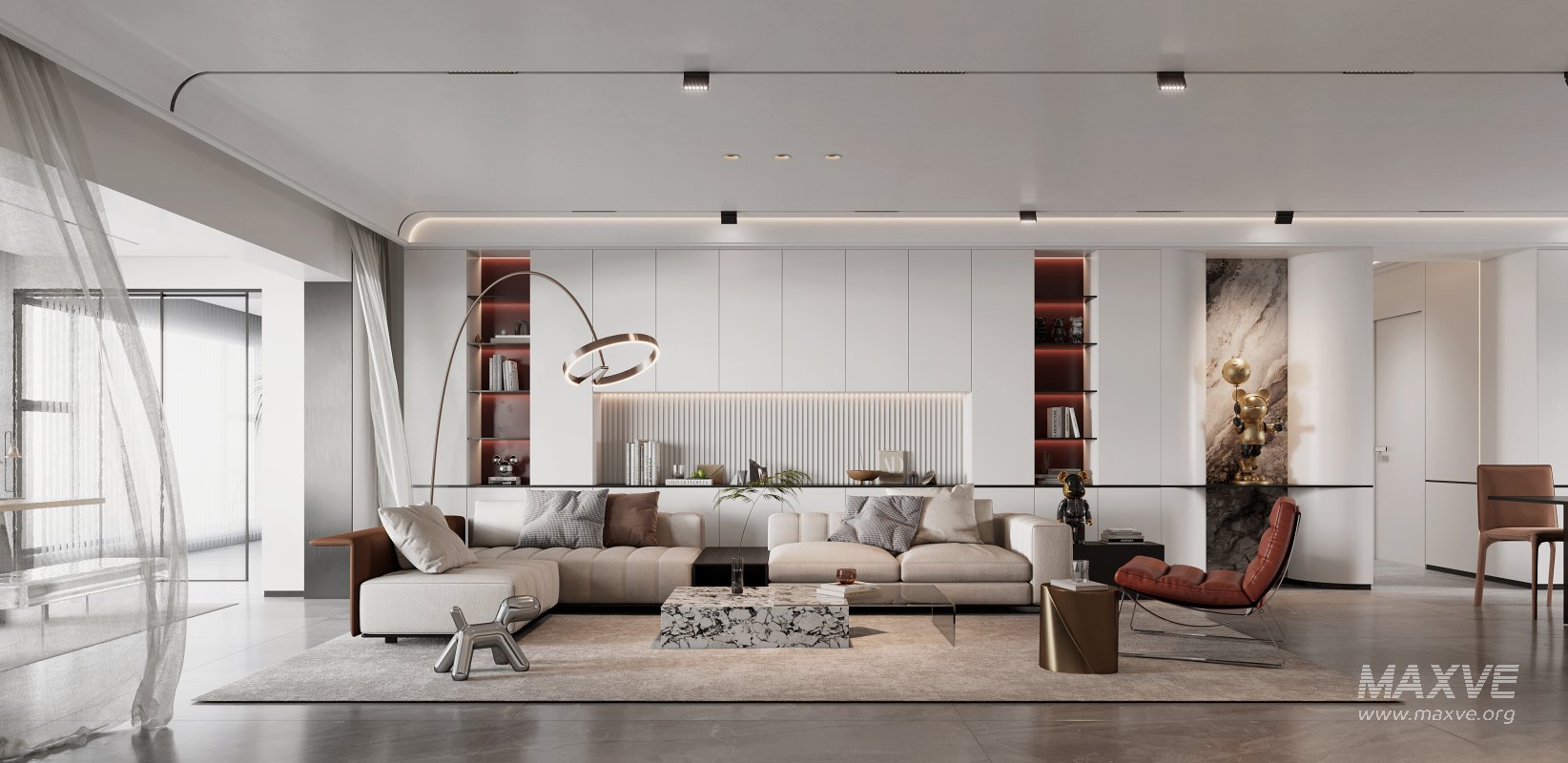 Modern living room and dining room interior scene - Image 3