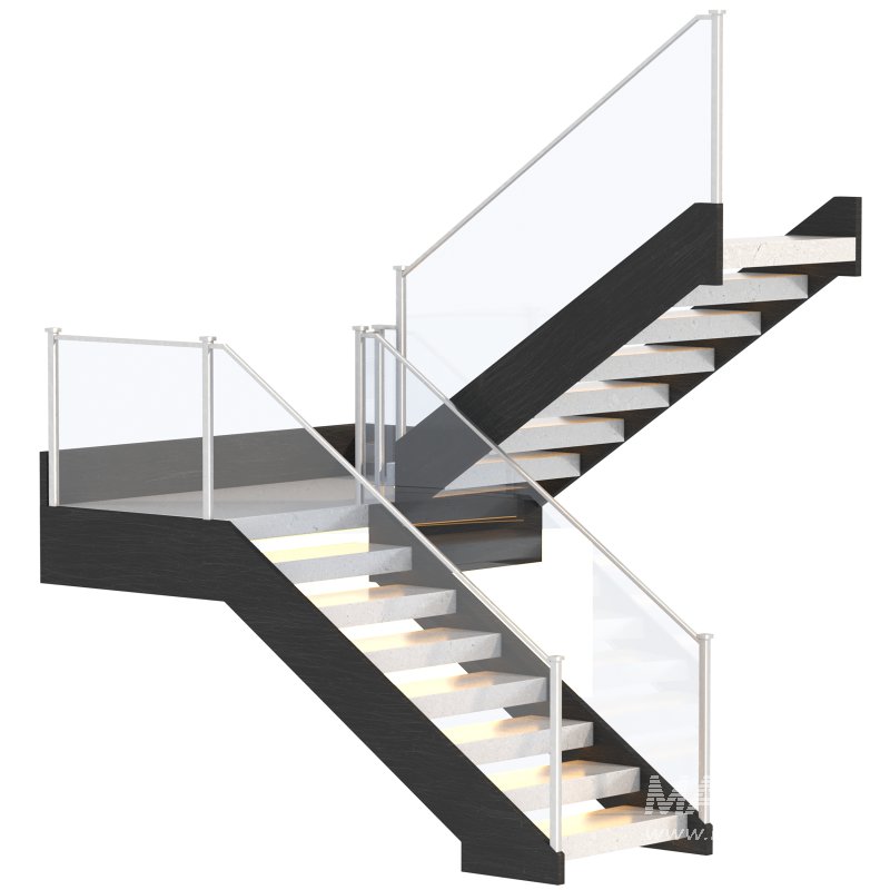 Modern Stone Stair with Framed Glass Railing - Image 4