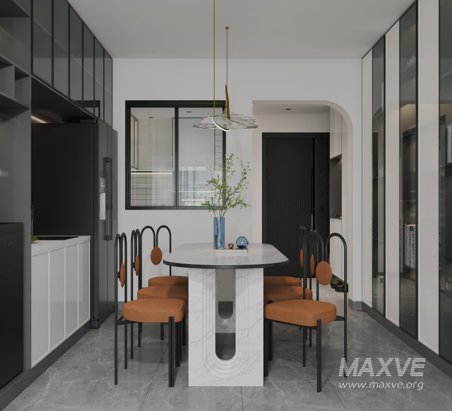 Modern living room and dining room bedroom interior scene - Image 7