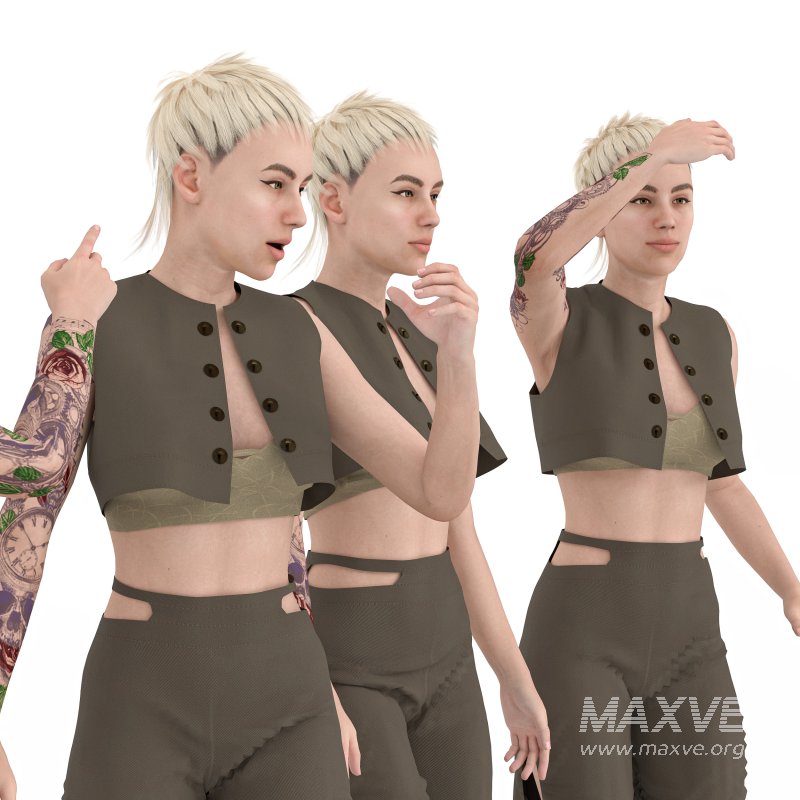 casual woman outfit in 4 poses - Image 5