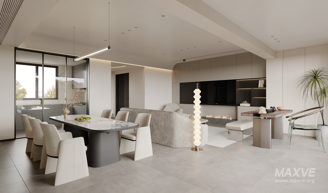 Modern living room and dining room interior scene - Image 5