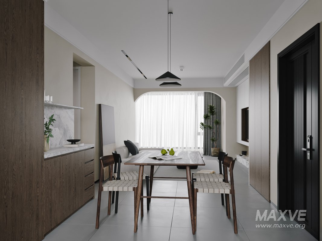 Modern living room and dining room interior scene - Image 3