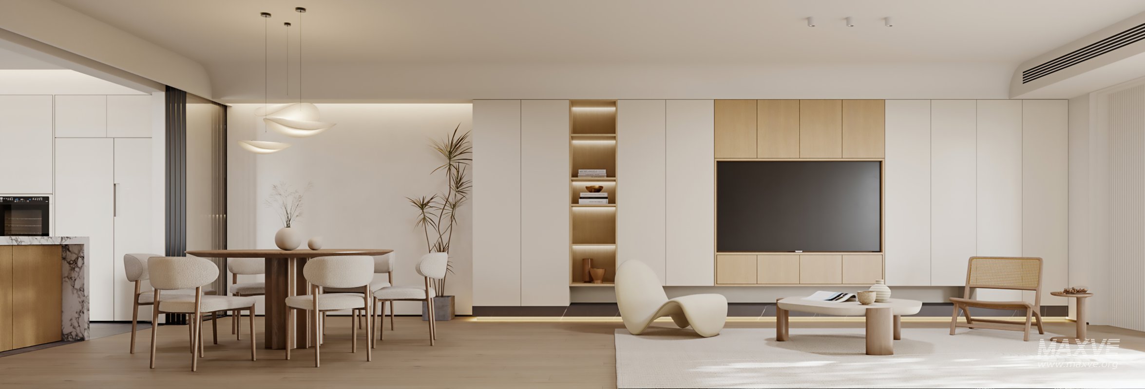 Modern living room and dining room interior scene - Image 5